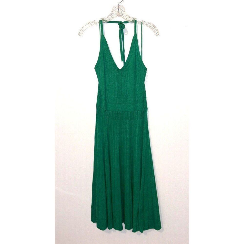 A New Day Green Knit Fit And Flare Halter Dress XXL